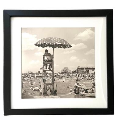 132 Vintage Black and White 1942 Sunday Swimmers Framed Photograph
