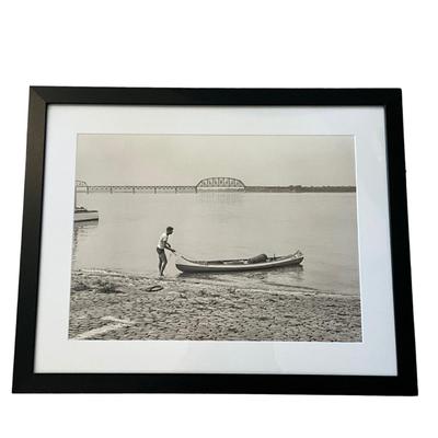 139 Vintage 1940 Black & White Framed Photograph "Canoeing the Ohio River"