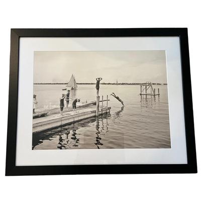 141 Vintage 1930's Black & White Framed Photograph Bathing at Manhansett Shelter Island, NY