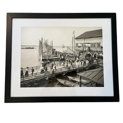 142 Vintage Black & White Framed Photograph " 1800's Atlantic City Inlet Pier"