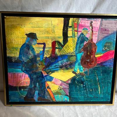 'Walking Bass' & 'Falling Colors' Framed Paintings by Eileen Ross (S-MG)