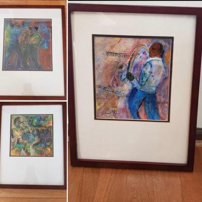 Trio of Jazz Original/Signed Artwork by Eileen Ross (S-KD)