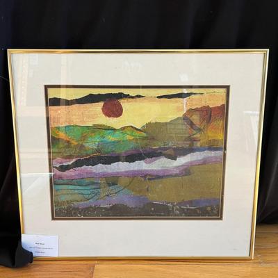 Mixed Media Framed Art by Eileen Ross: 'Hummingbird' & 'Red Moon' (S-MG)