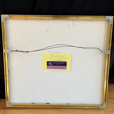 Mixed Media Framed Art by Eileen Ross: 'Hummingbird' & 'Red Moon' (S-MG)