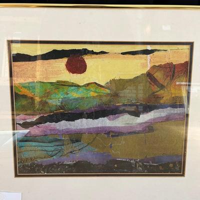 Mixed Media Framed Art by Eileen Ross: 'Hummingbird' & 'Red Moon' (S-MG)