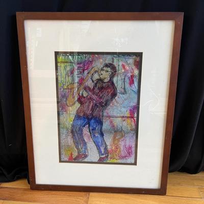 Musical Themed Original Wooden Framed Art by Eileen Ross (S-MG)