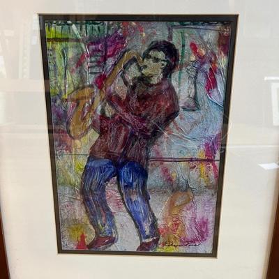 Musical Themed Original Wooden Framed Art by Eileen Ross (S-MG)