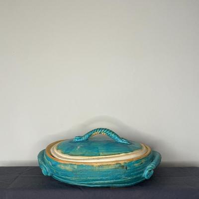Hand Painted Decorative Clay Dish with Lid