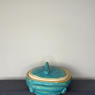 Hand Painted Decorative Clay Dish with Lid