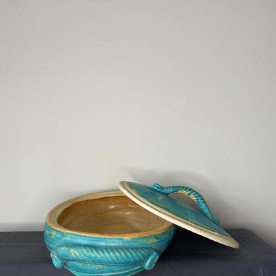 Hand Painted Decorative Clay Dish with Lid