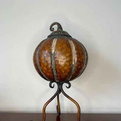 Decorative Iron Pumpkin on a Stand