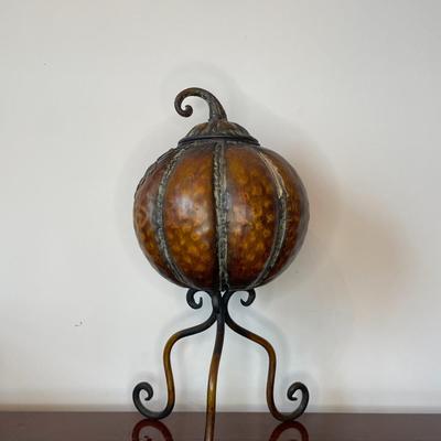 Decorative Iron Pumpkin on a Stand