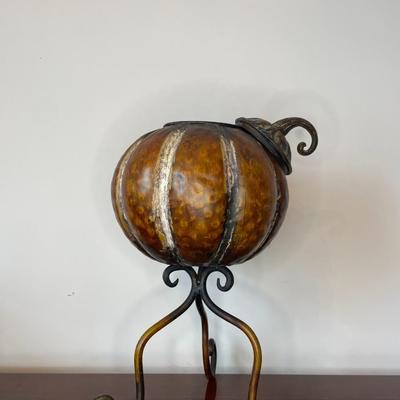 Decorative Iron Pumpkin on a Stand