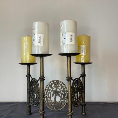 Metal Fireplace Candelabra Candle Holders With Rustic Finish