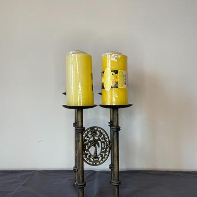 Metal Fireplace Candelabra Candle Holders With Rustic Finish