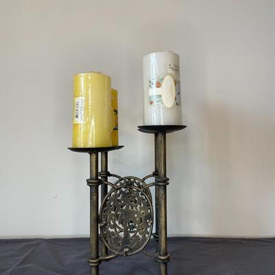 Metal Fireplace Candelabra Candle Holders With Rustic Finish