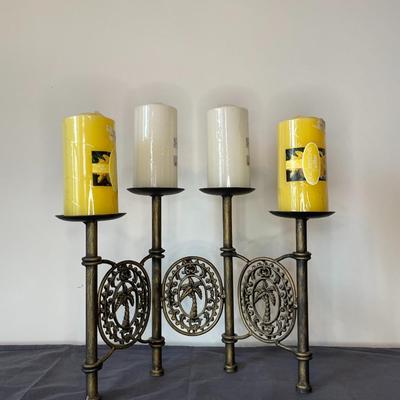 Metal Fireplace Candelabra Candle Holders With Rustic Finish