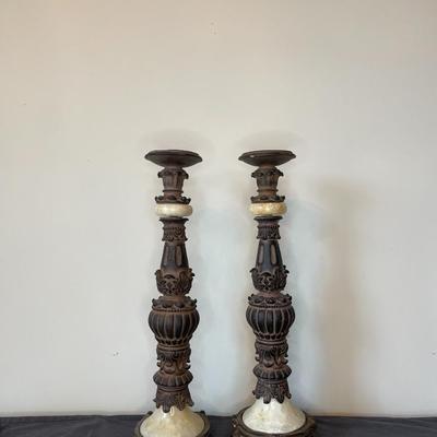 Pair of Vintage Marbled Candle holders.