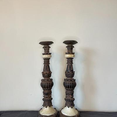 Pair of Vintage Marbled Candle holders.