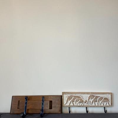 Wooden Coat and key hooks