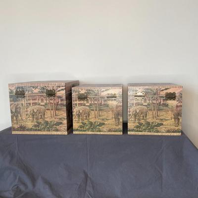 Set of 3 Artisan Crafted Wooden Boxes with Tassels