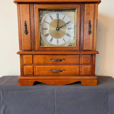 Vintage Quartz Clock with Built-in Jewelry Storage