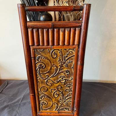 Vintage Bamboo and Metal Stand for Large Foliage Arrangements