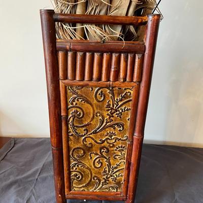 Vintage Bamboo and Metal Stand for Large Foliage Arrangements