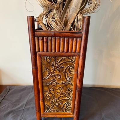 Vintage Bamboo and Metal Stand for Large Foliage Arrangements