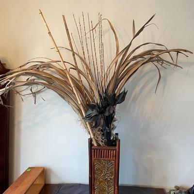 Vintage Bamboo and Metal Stand for Large Foliage Arrangements