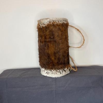 Vintage African Real Fur Covered Drum