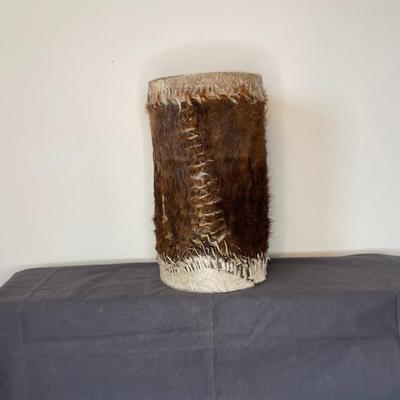 Vintage African Real Fur Covered Drum