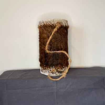 Vintage African Real Fur Covered Drum
