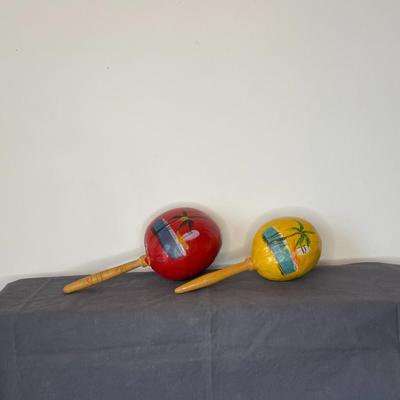 Set of Hand Painted Vintage Maracas