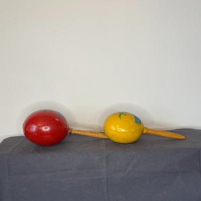 Set of Hand Painted Vintage Maracas