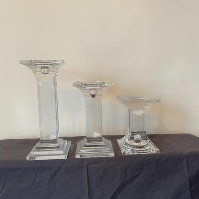 Set of 3 Mikasa Square Pillar Pedestal Column Candle Holder