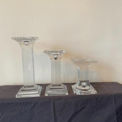 Set of 3 Mikasa Square Pillar Pedestal Column Candle Holder