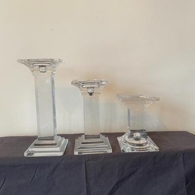 Set of 3 Mikasa Square Pillar Pedestal Column Candle Holder