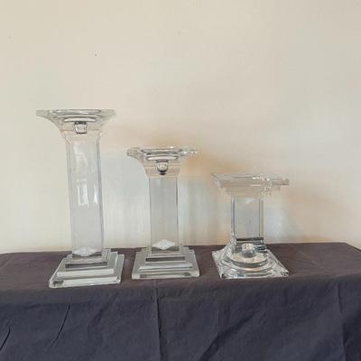 Set of 3 Mikasa Square Pillar Pedestal Column Candle Holder