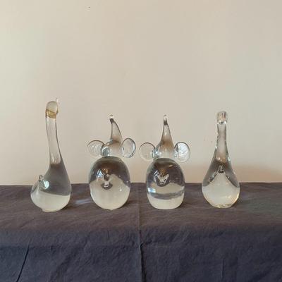 Assorted Small Crystal Glass Animal Figurines.
