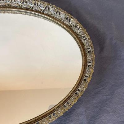 Decoratice Lace Trimmed Mirrored Tray