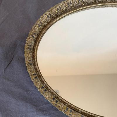 Decoratice Lace Trimmed Mirrored Tray