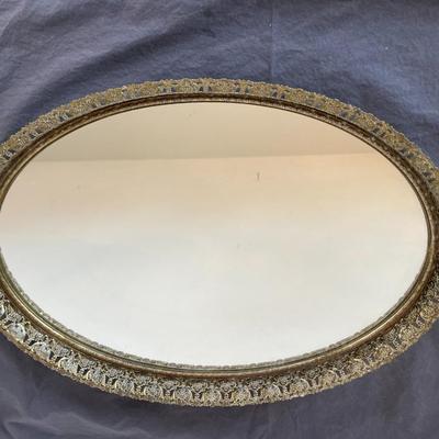 Decoratice Lace Trimmed Mirrored Tray