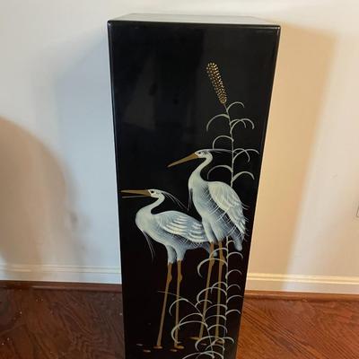 Black Lacquered Hand Painted Pedestal