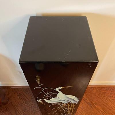 Black Lacquered Hand Painted Pedestal