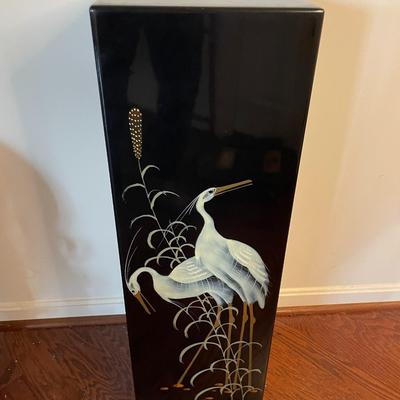 Black Lacquered Hand Painted Pedestal