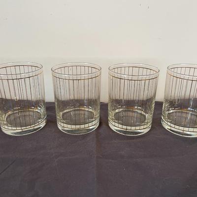 Vintage Culver Devon Stripe 22Kt Gold Old Lowball Whiskey Glass
