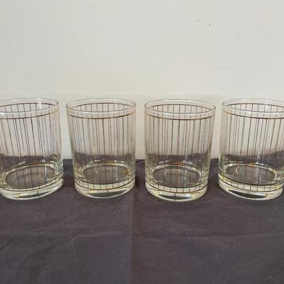 Vintage Culver Devon Stripe 22Kt Gold Old Lowball Whiskey Glass