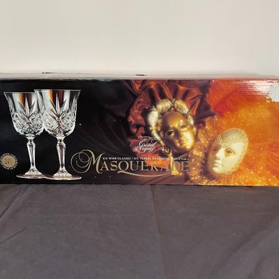Vintage Masquerade Crystal D'Arque France Wine Glasses