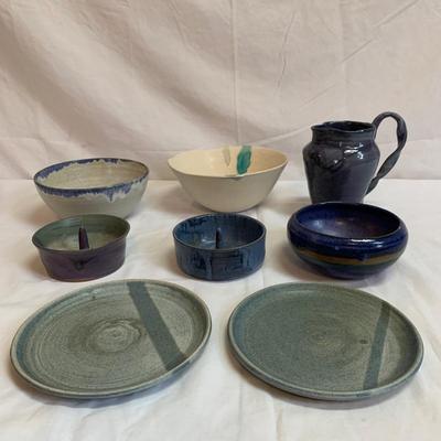 Blue Hued Signed Handmade Pottery (K-HS)